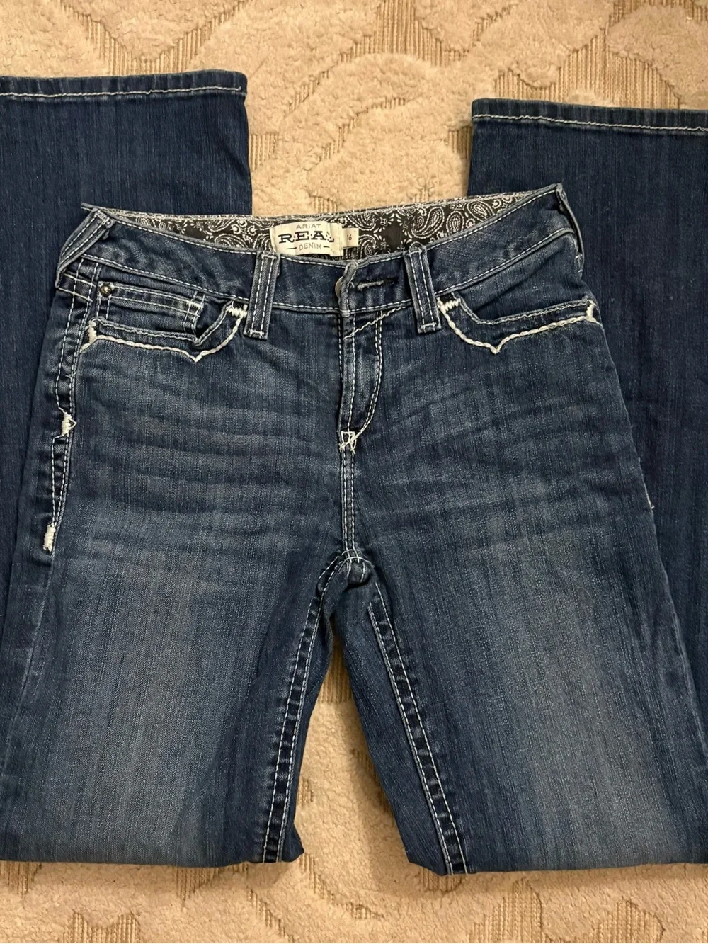 Ariat Dark Blue Flare Jeans with Subtle Fading